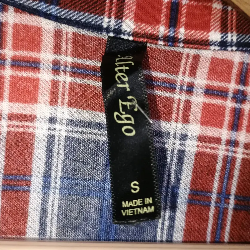 Camisa de franela a cuadros roja y azul - 4