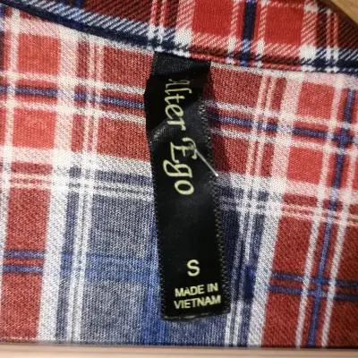 Camisa de franela a cuadros roja y azul - miniatura 4