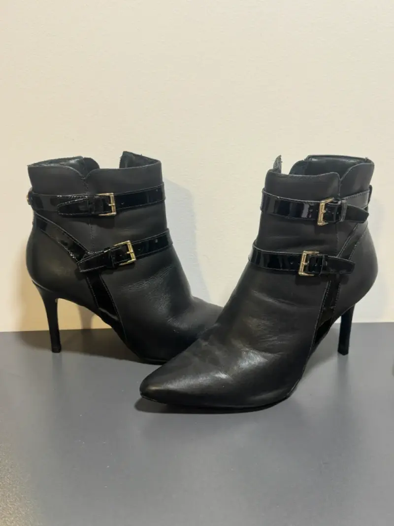 Botines de cuero gacel negro con hebillas - 2