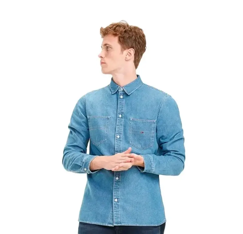 Camisa Denim Tommy Hilfiger Slim Fit Broches S/M - 2