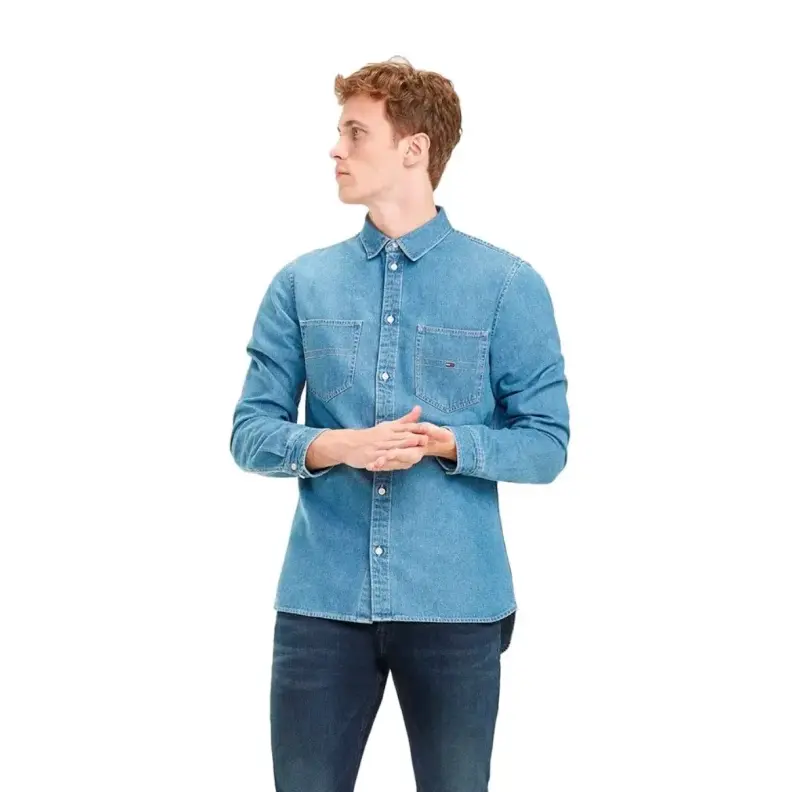 Camisa Denim Tommy Hilfiger Slim Fit Broches S/M - 4