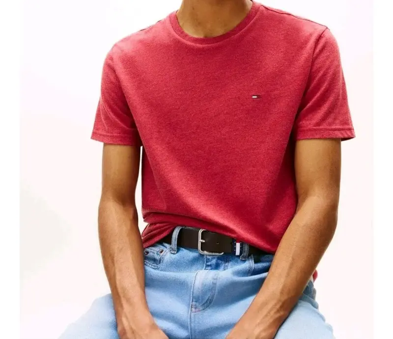 Polera Tommy Jeans Jaspe Hombre Rojo L Original - 2
