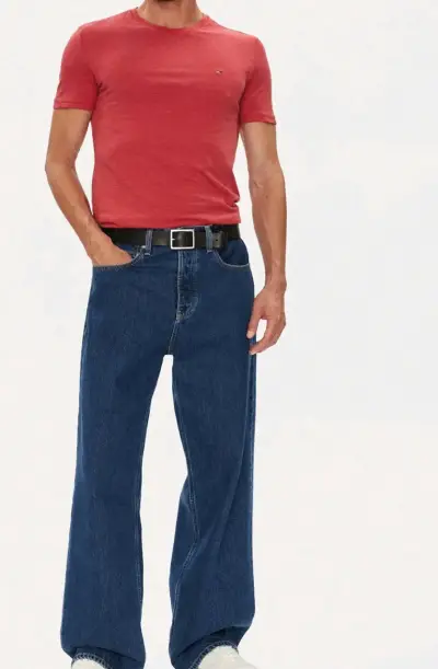 Polera Tommy Jeans Jaspe Hombre Rojo L Original - miniatura 3