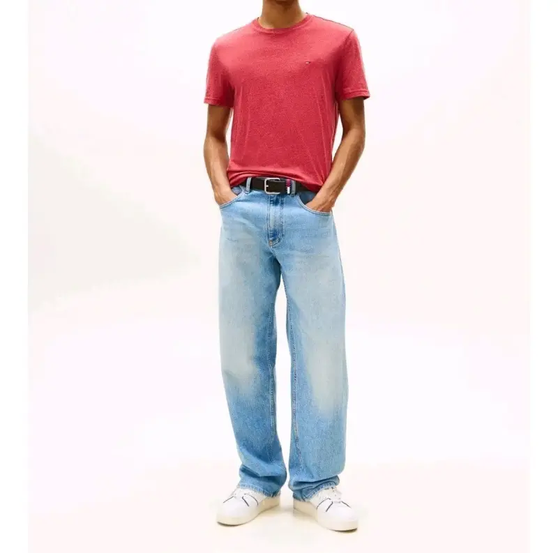 Polera Tommy Jeans Jaspe Hombre Rojo L Original - 6