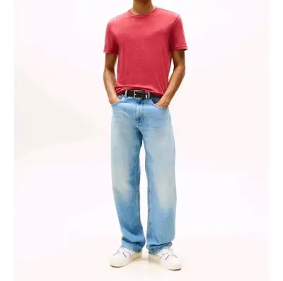 Polera Tommy Jeans Jaspe Hombre Rojo L Original - miniatura 6