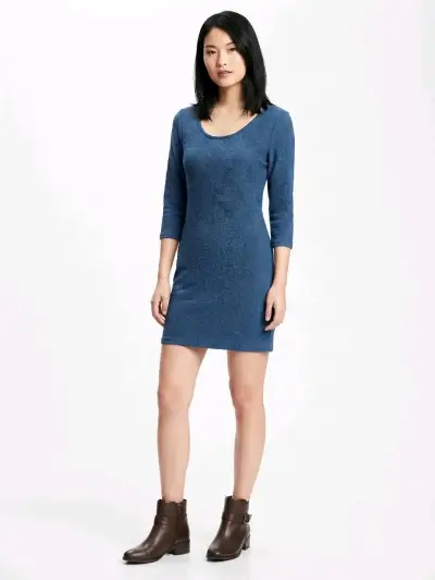 Vestido azul de encaje manga 3/4 - miniatura 2