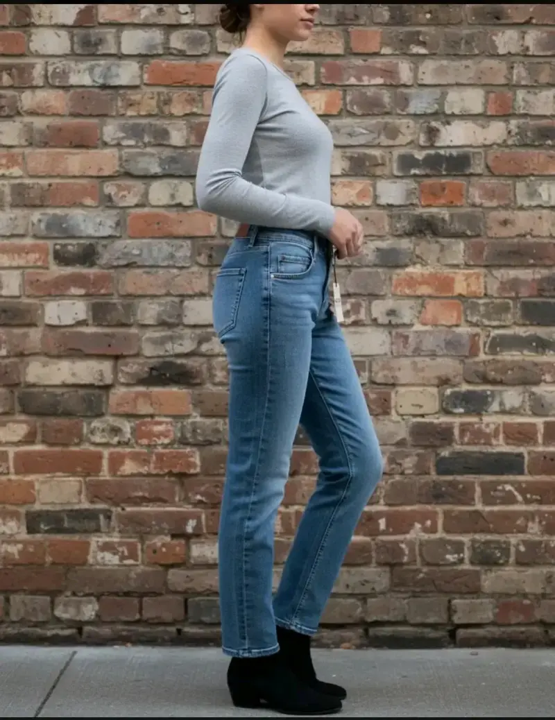 Jeans Bershka Recto Elasticado Tiro Alto Mujer 36 - 2