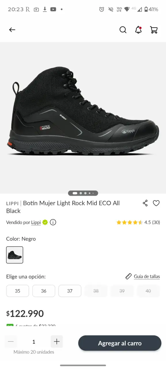 Botín Mujer Lippi Light Rock Mid Negro - 1