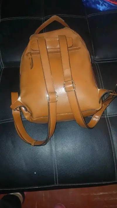 Mochila de cuero marrón Secret - miniatura 2
