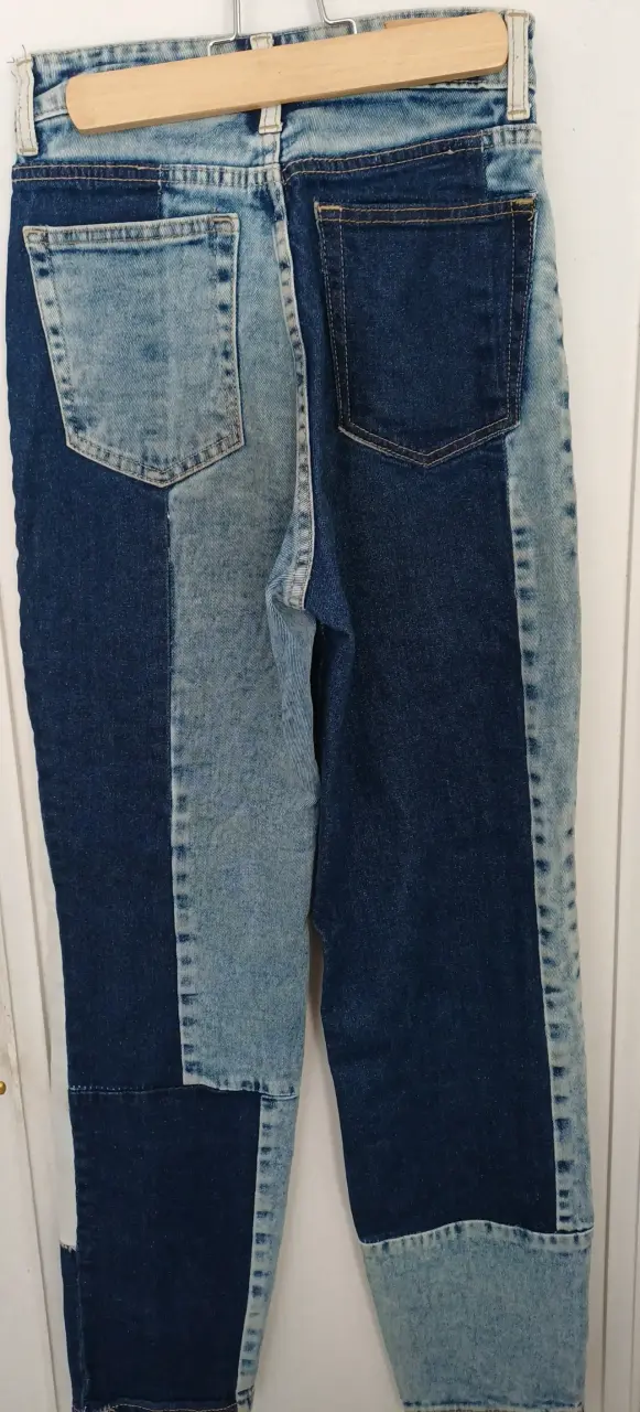 Jeans patchwork de mezclilla azul - 2