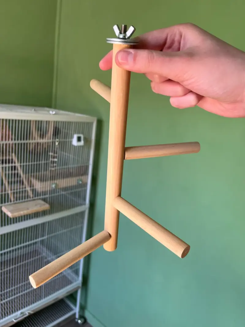 Percha espiral de madera para jaula de aves - 1