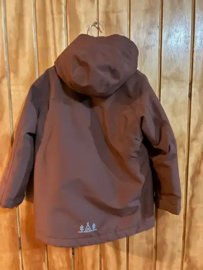 Chaqueta impermeable marrón con capucha - miniatura 3