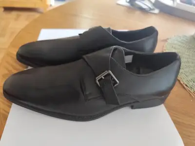 Zapatos formales de cuero negro con hebilla - miniatura 1
