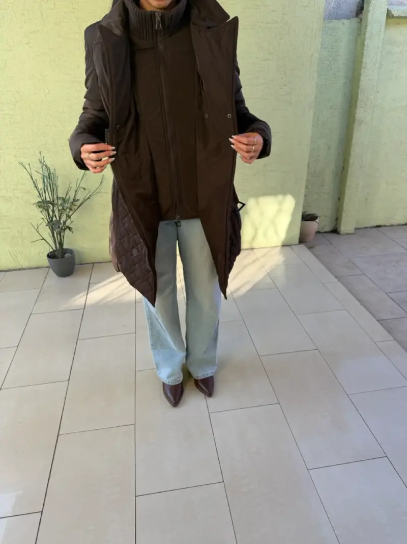 Parka acolchado marrón para mujer - 2