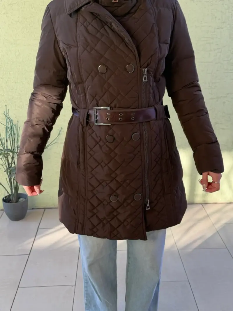 Parka acolchado marrón para mujer - 4