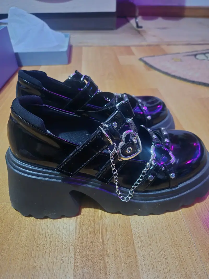 Zapatos de plataforma negros con hebillas - 2