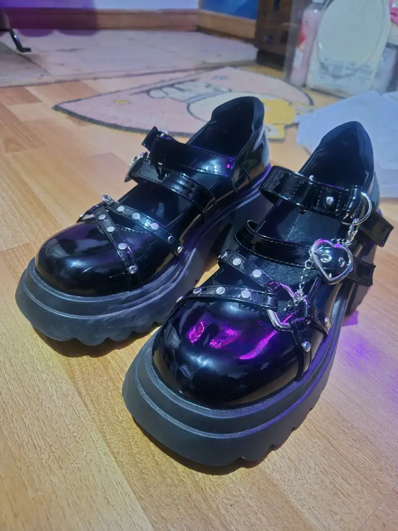 Zapatos de plataforma negros con hebillas - 4