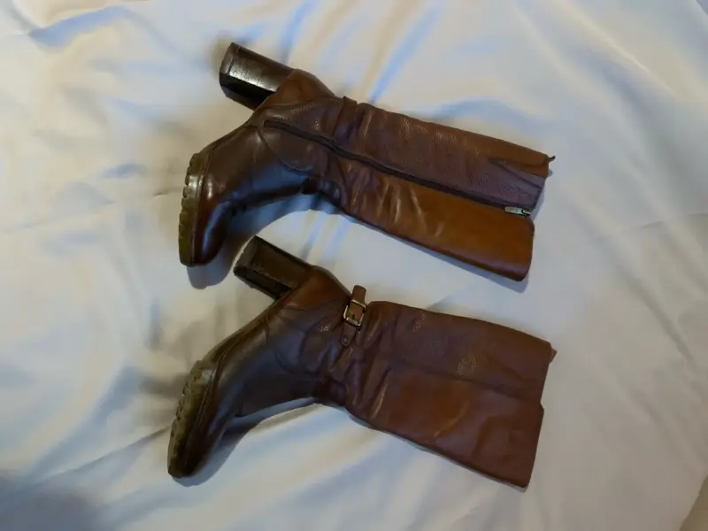 Botas Gacel de cuero marrón con tacón alto - 2