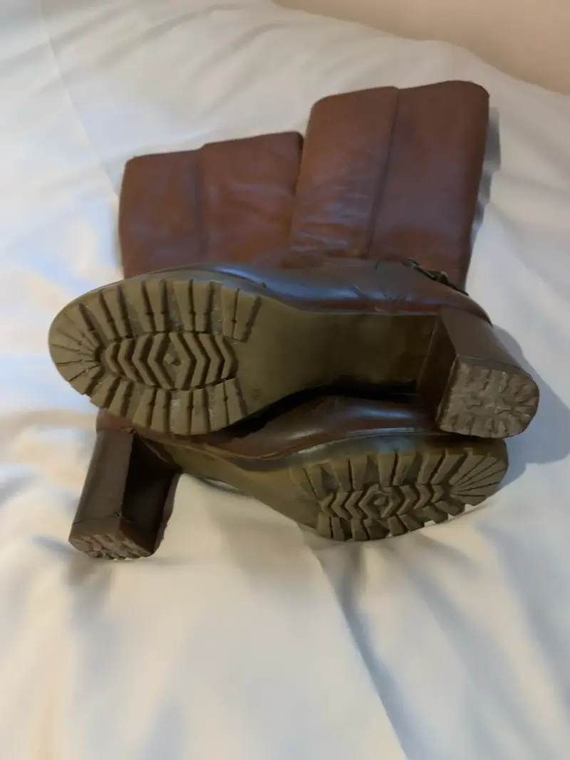 Botas Gacel de cuero marrón con tacón alto - 4