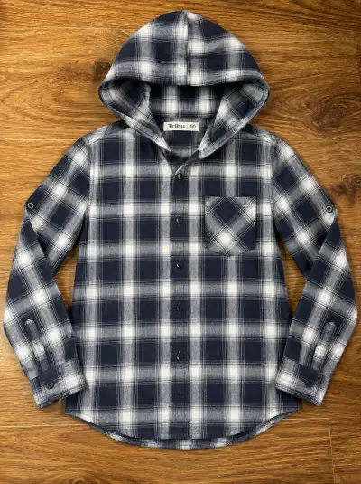 Camisa a cuadros con capucha para niño - miniatura 2