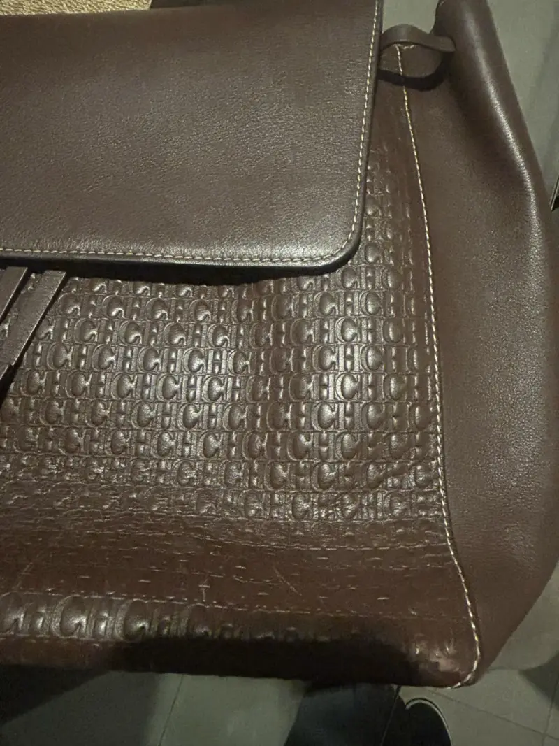 Mochila de cuero marrón CH elegante - 2