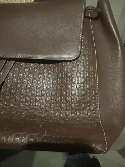 Mochila de cuero marrón CH elegante - miniatura 2