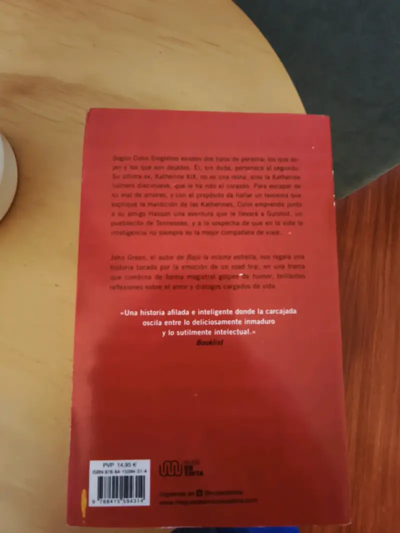 Libro 'El Teorema Katherine' de John Green - 2