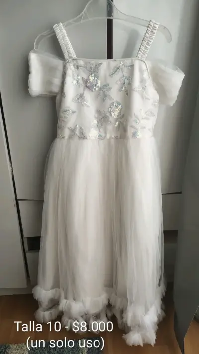 Vestido rojo de lentejuelas y blanco  para niña - miniatura 3