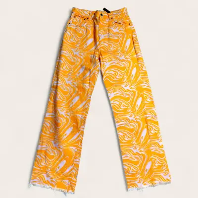 Pantalones anchos estampados naranjas - miniatura 1