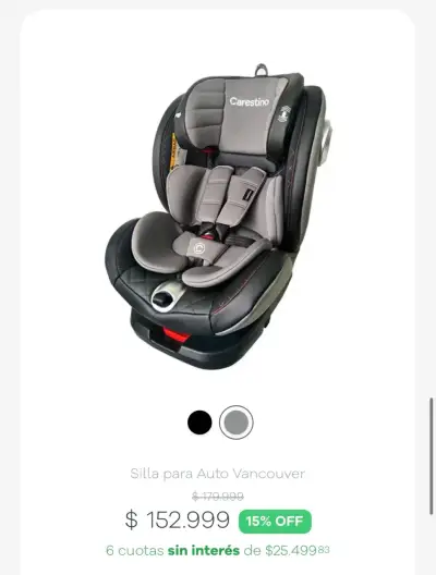 Silla de auto Carestino gris para bebé - miniatura 5