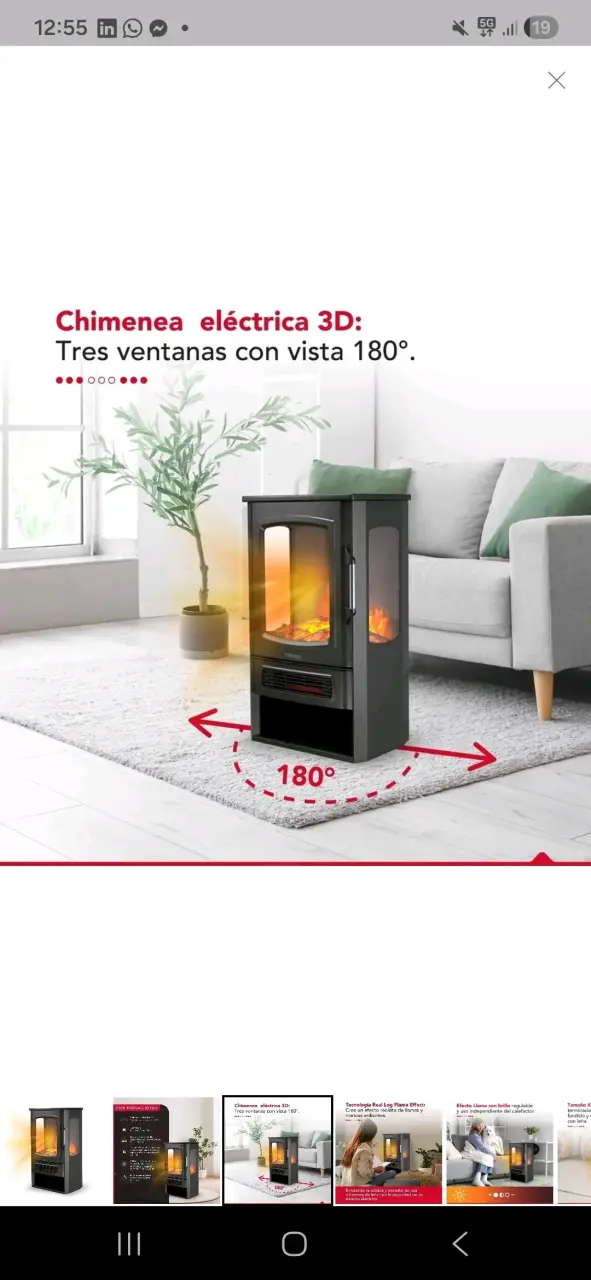 Estufa eléctrica Thorben con efecto llama - 2