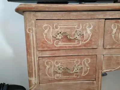 Arrimo Estilo Luis xv vintage de madera tallada - miniatura 2