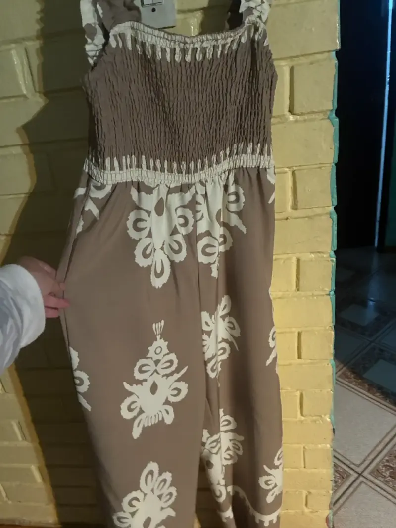 Vestido largo bohemio marrón con estampado - 2