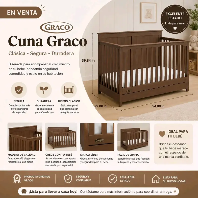 Cuna Graco clásica y segura en excelente estado