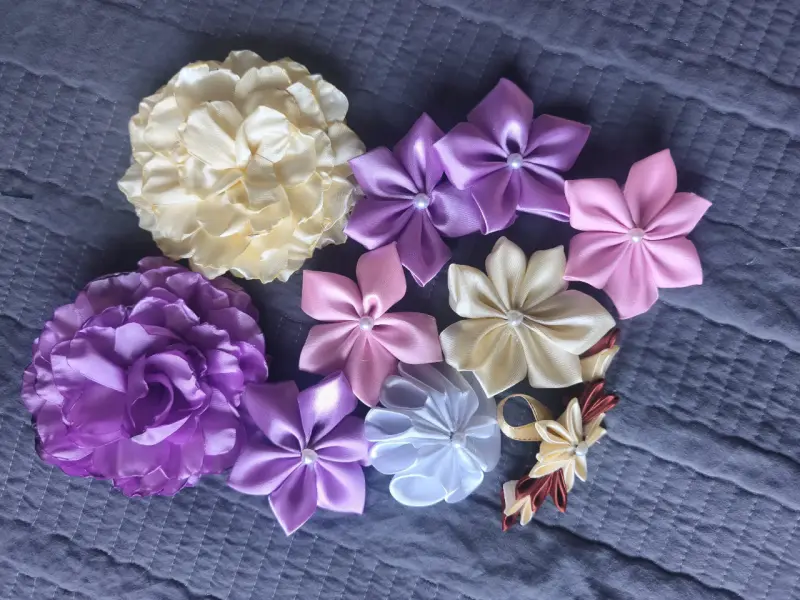 Set de flores decorativas de tela