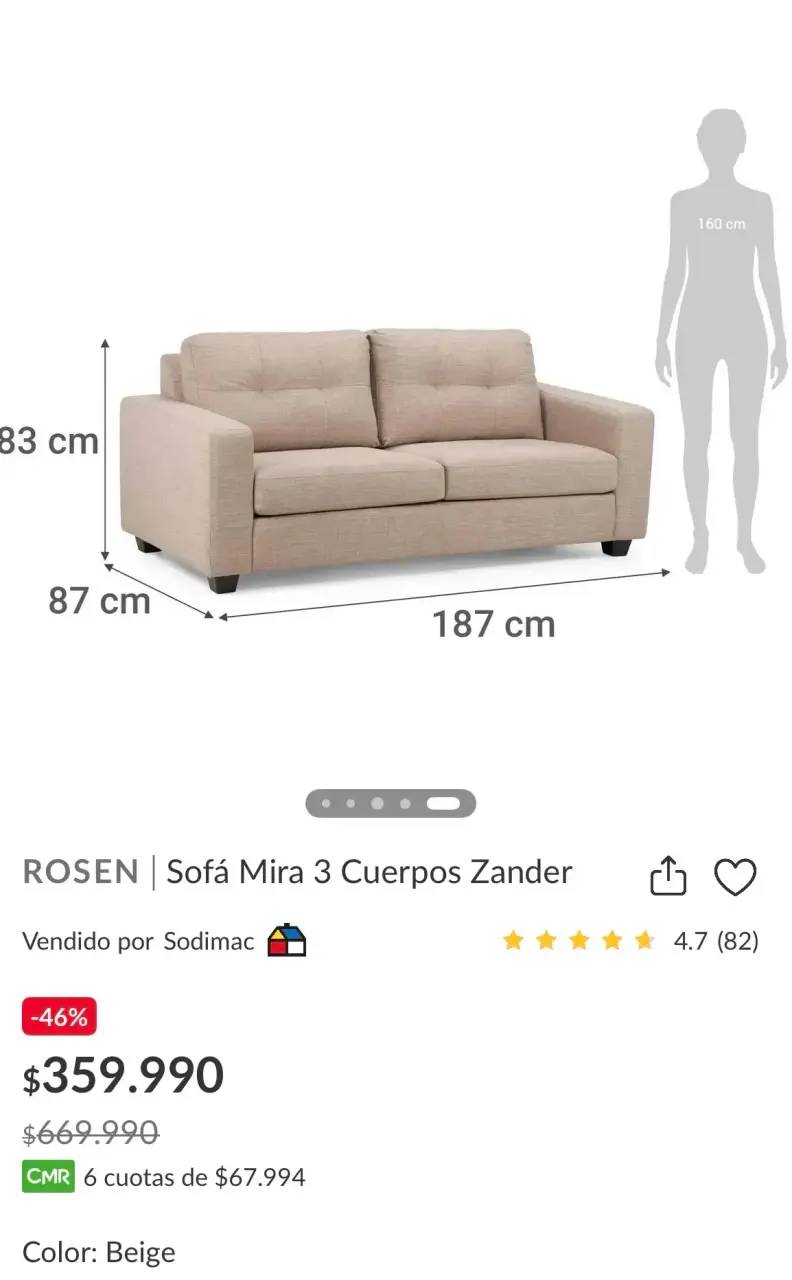 Sofá beige rosen en buen estado - 3