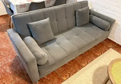 Sofá tipo Futon Gris de tres plazas - Seminuevo - miniatura 5