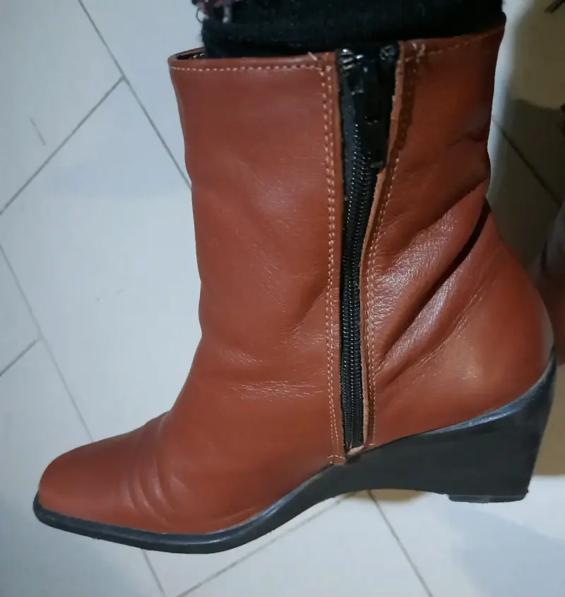 Botines de cuero marrón con plataforma - 2