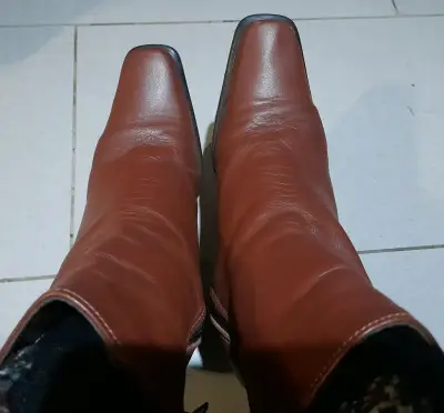 Botines de cuero marrón con plataforma - miniatura 3