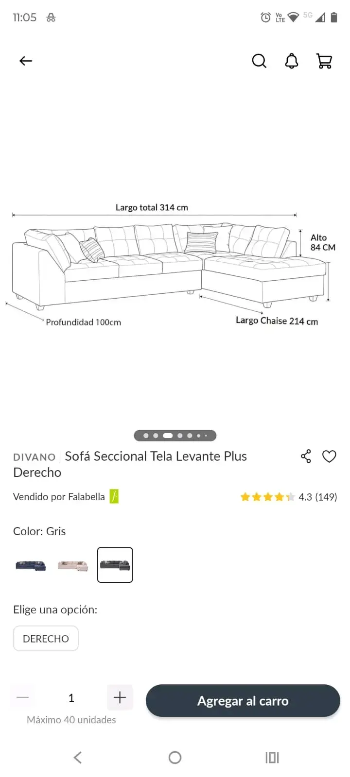 Sofá seccional gris con cojines decorativos - 2