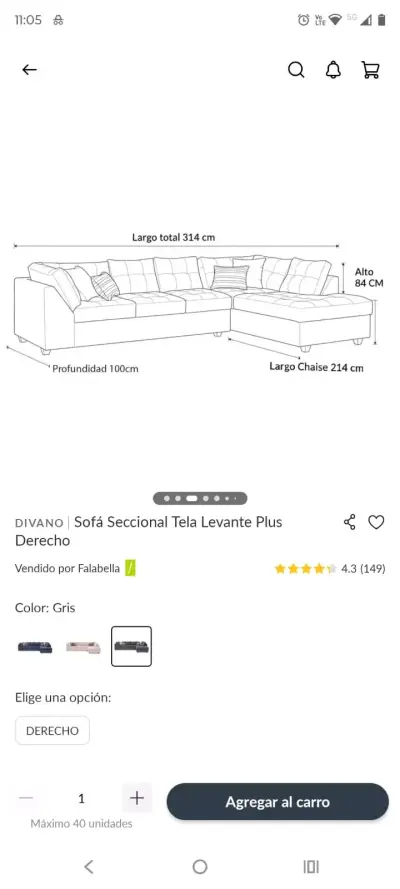 Sofá seccional gris con cojines decorativos - miniatura 2