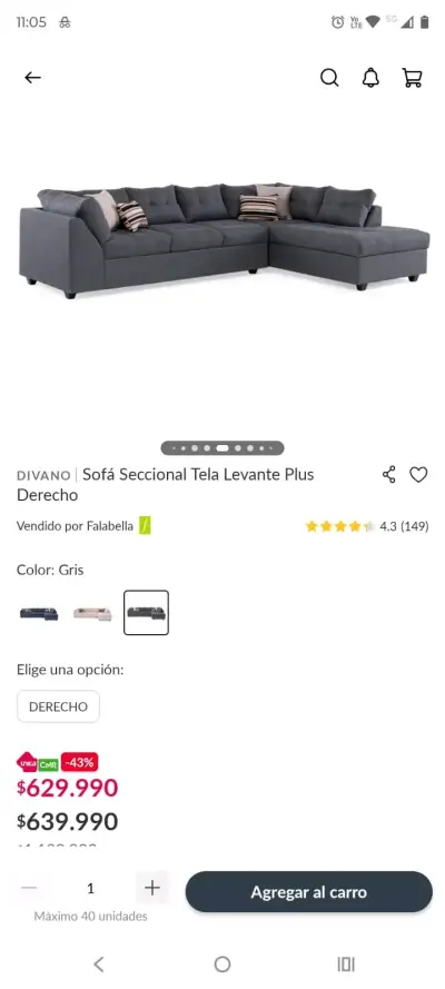 Sofá seccional gris con cojines decorativos - miniatura 5