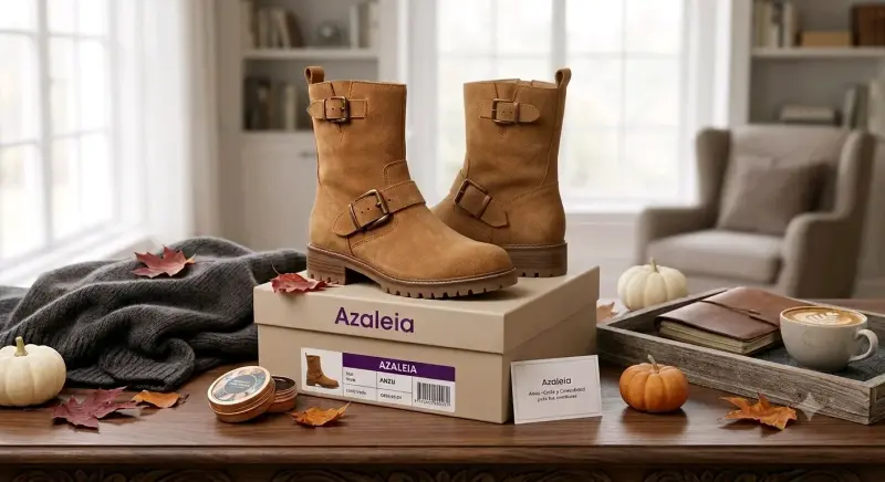 Botas de cuero Azaleia camel con hebillas