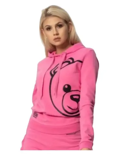 Polerón Moschino rosa con capucha - miniatura 1