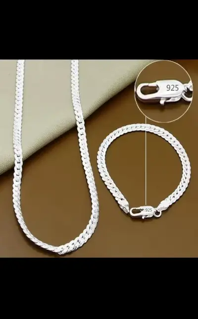 Cadena y Pulsera de Plata 925 estilo cubano - miniatura 5