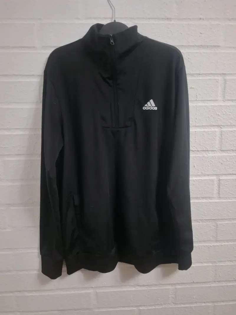 Polerón negro Adidas con cierre medio - 1