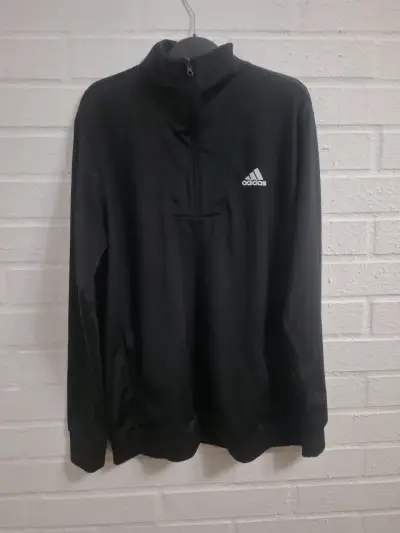 Polerón negro Adidas con cierre medio - miniatura 1