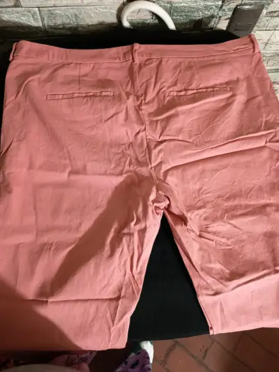 Pantalones rosados de lino para mujer talla curvy - miniatura 3