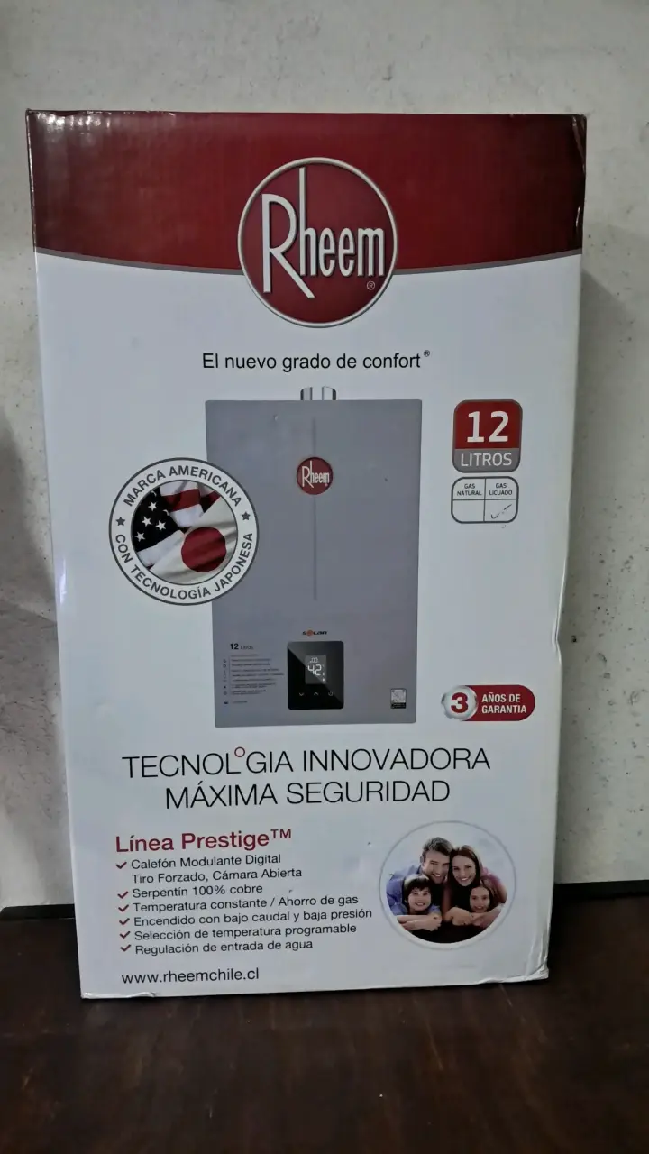 Calefón Rheem 12 litros Línea Prestige