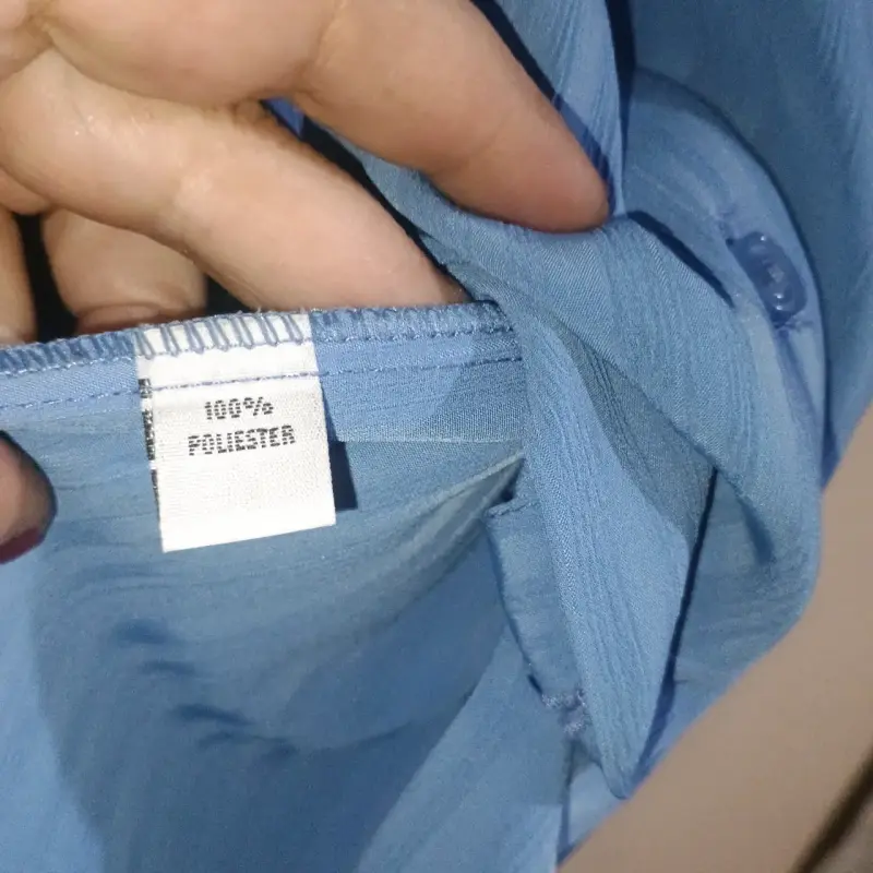 Blusa azul de manga corta para mujer - 4